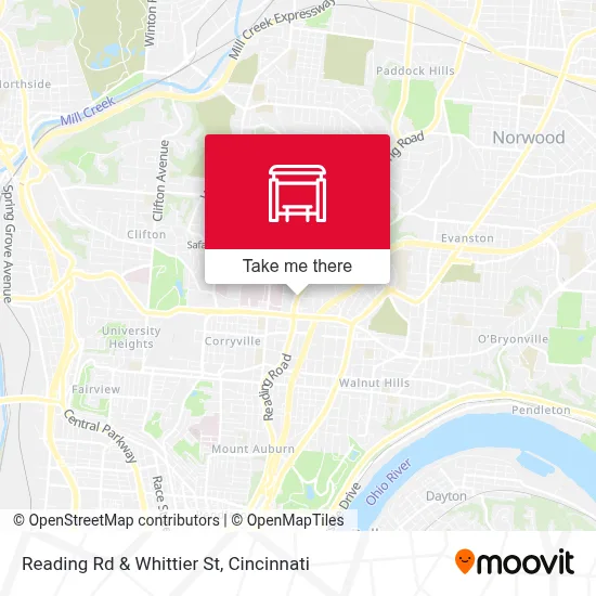 Reading Rd & Whittier St map