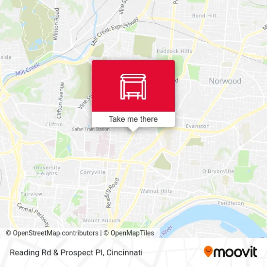 Reading Rd & Prospect Pl map