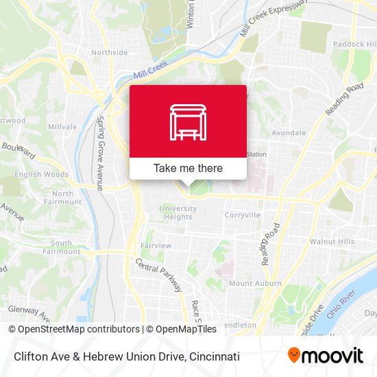 Clifton Ave  & Hebrew Union Drive map