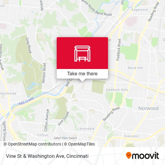 Vine St & Washington Ave map