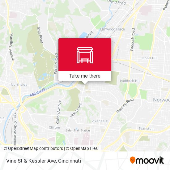 Vine St & Kessler Ave map