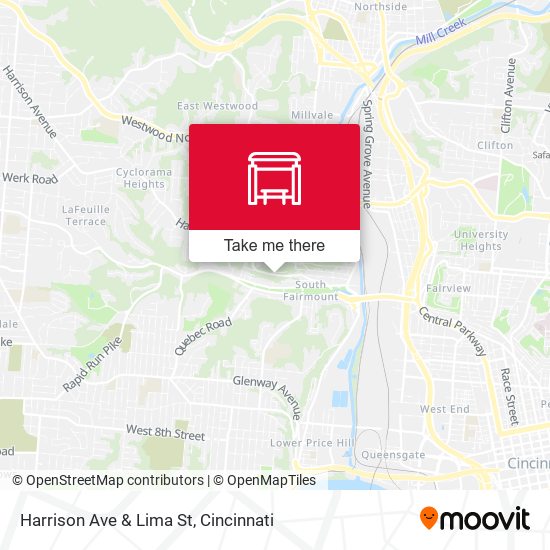 Harrison Ave & Lima St map