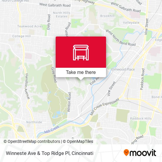 Winneste Ave & Top Ridge Pl map