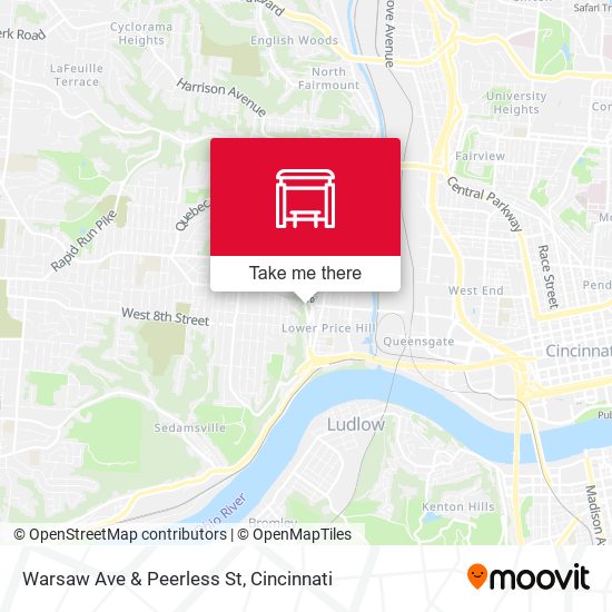 Warsaw Ave & Peerless St map