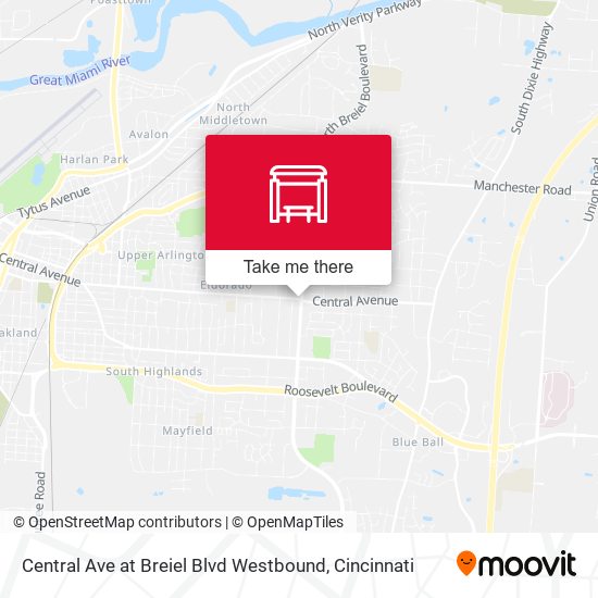 Central Ave at Breiel Blvd Westbound map