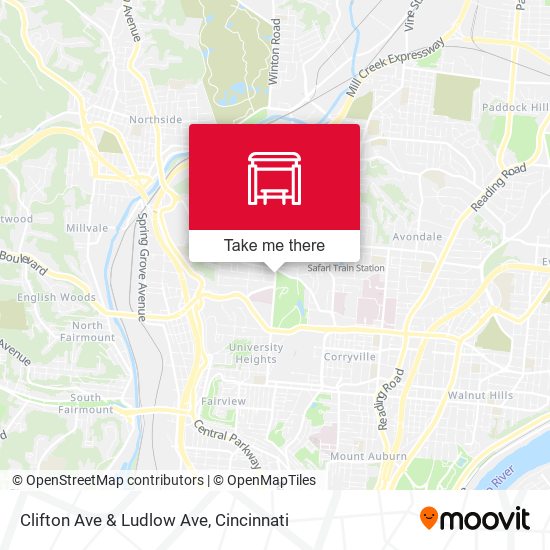 Clifton Ave & Ludlow Ave map