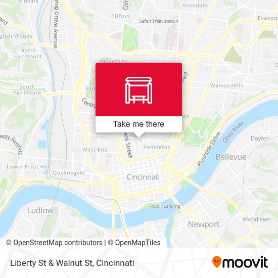 Liberty St & Walnut St map