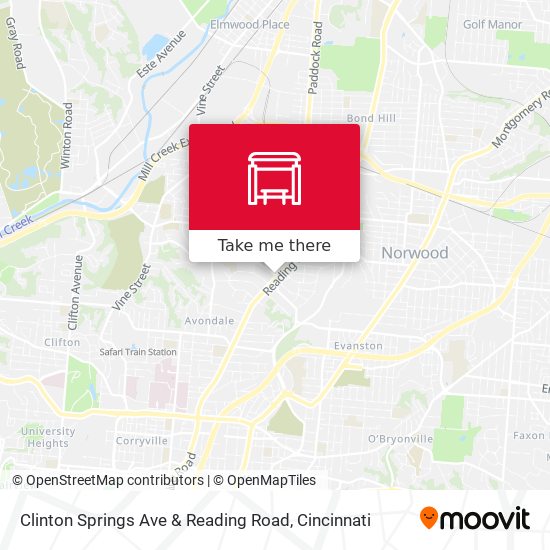 Clinton Springs Ave & Reading Road map