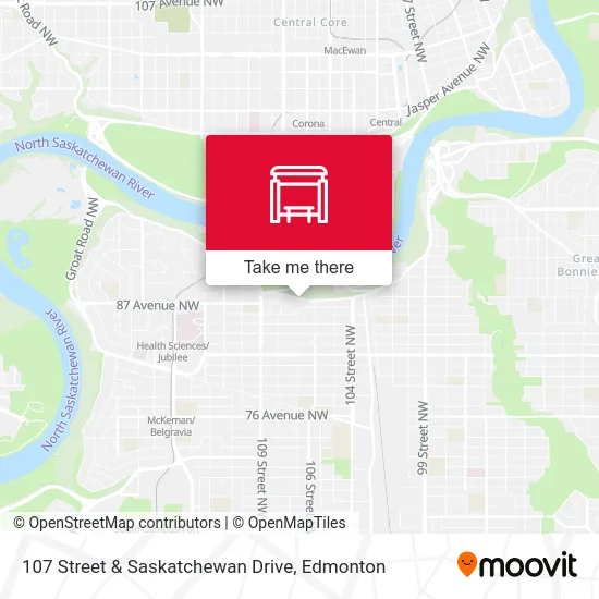 107 Street & Saskatchewan Drive map