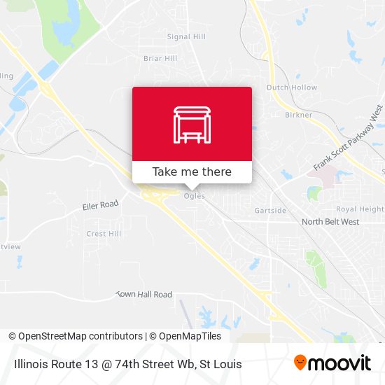 Illinois Route 13 @ 74th Street Wb map
