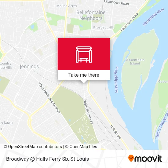 Broadway @ Halls Ferry Sb map