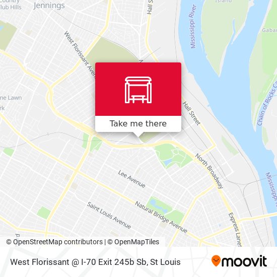 West Florissant @ I-70 Exit 245b Sb map