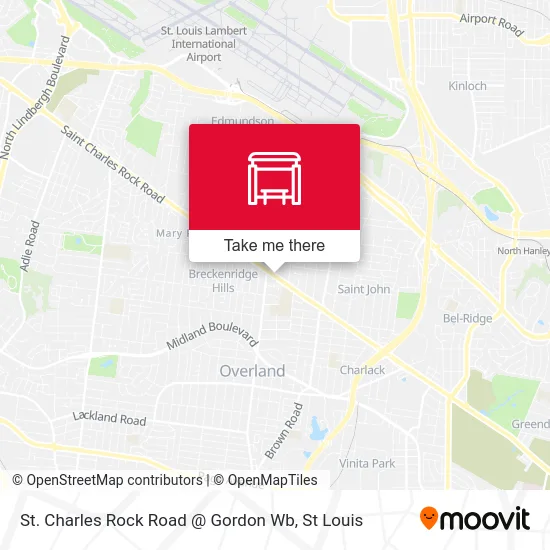 St. Charles Rock Road @ Gordon Wb map