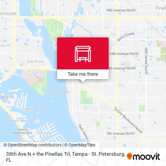 38th Ave N + the Pinellas Trl map