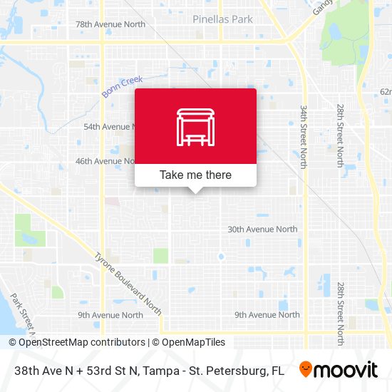 Mapa de 38th Ave N + 53rd St N