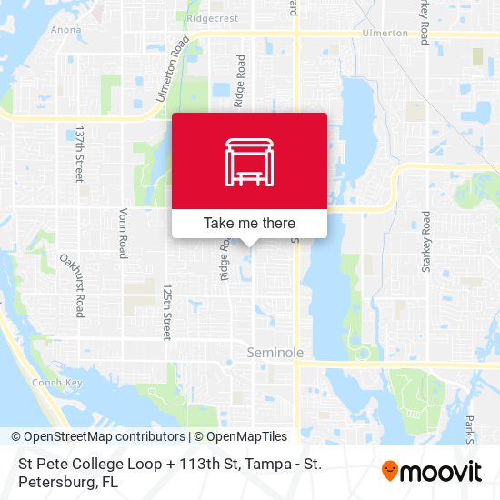 St Pete College Loop + 113th St map