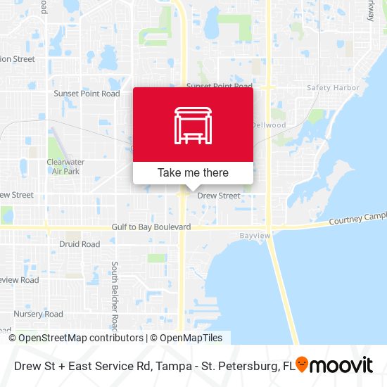 Drew St + East Service Rd map