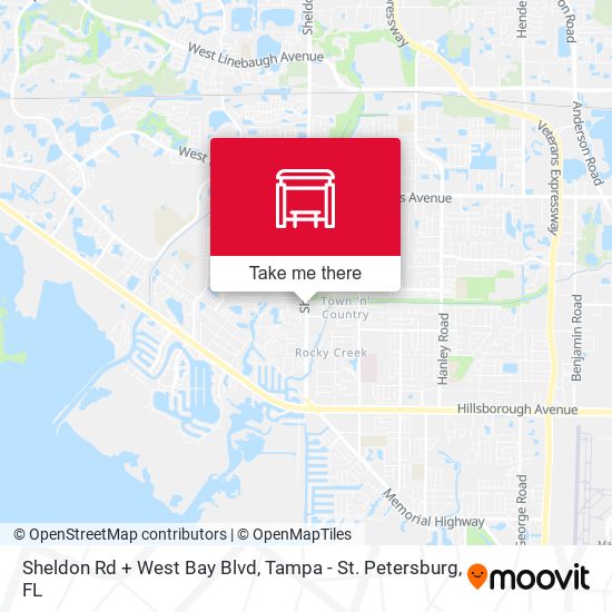 Sheldon Rd + West Bay Blvd map