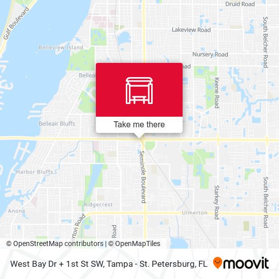 West Bay Dr + 1st St SW map