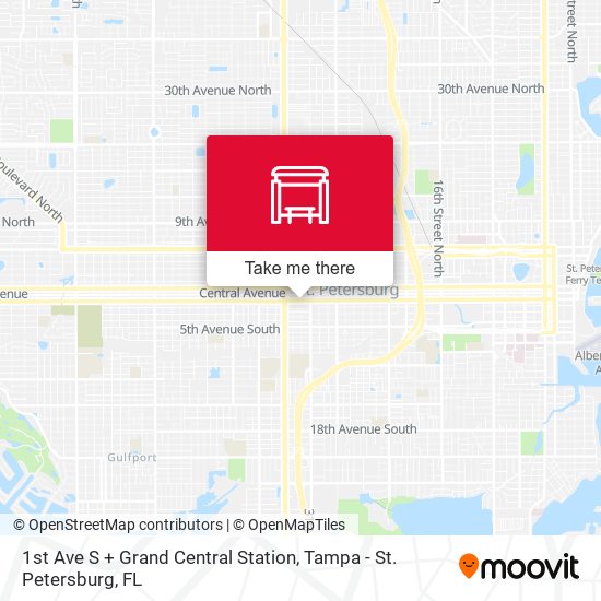 Mapa de 1st Ave S + Grand Central Station