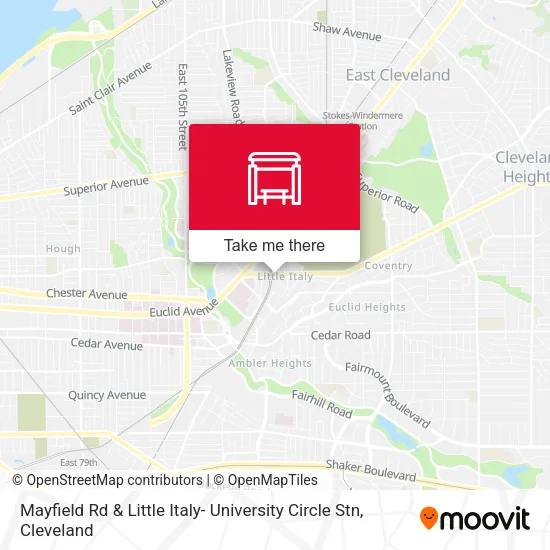 Mapa de Mayfield Rd & Little Italy- University Circle Stn