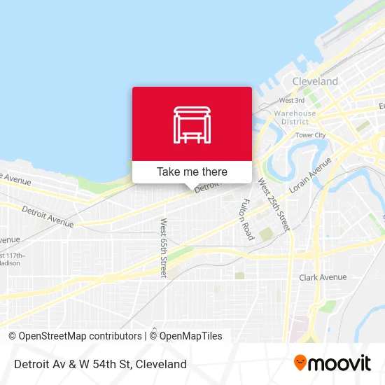 Detroit Av & W 54th St map