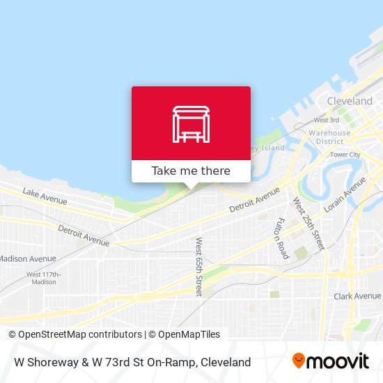 W Shoreway & W 73rd St On-Ramp map