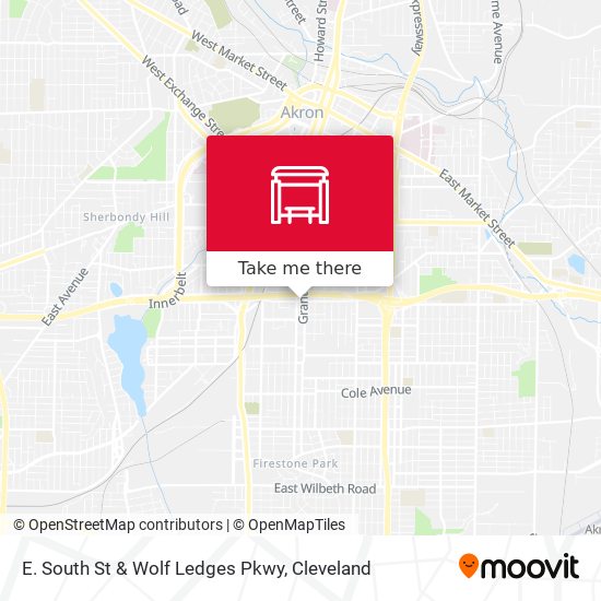 E. South St & Wolf Ledges Pkwy map