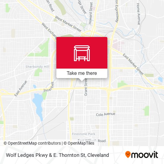 Wolf Ledges Pkwy & E. Thornton St map