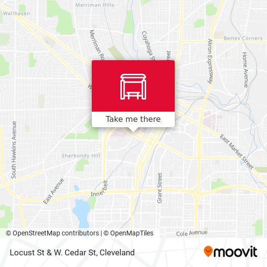 Locust St & W. Cedar St map