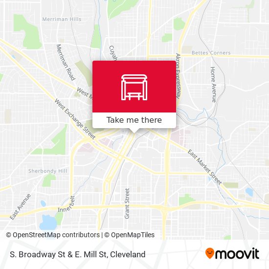 S. Broadway St & E. Mill St map