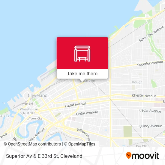 Superior Av & E 33rd St map