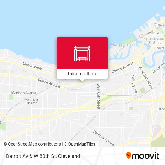 Detroit Av & W 80th St map