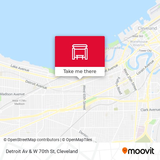 Detroit Av & W 70th St map