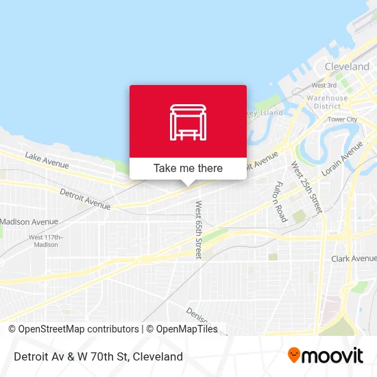 Detroit Av & W 70th St map
