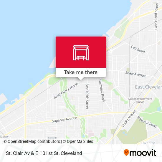 St. Clair Av & E 101st St map