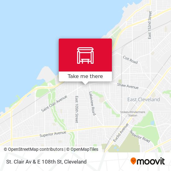 St. Clair Av & E 108th St map