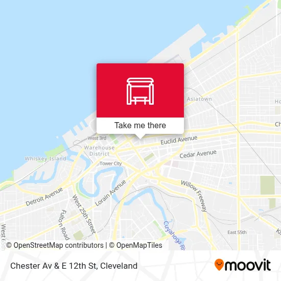 Chester Av & E 12th St map