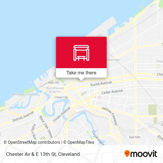 Chester Av & E 13th St map