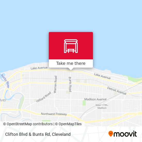 Clifton Blvd & Bunts Rd map