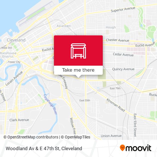 Woodland Av & E 47th St map