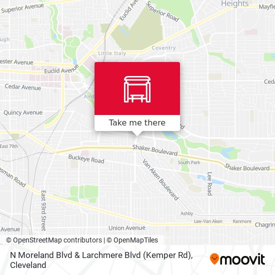 N Moreland Blvd & Larchmere Blvd (Kemper Rd) map