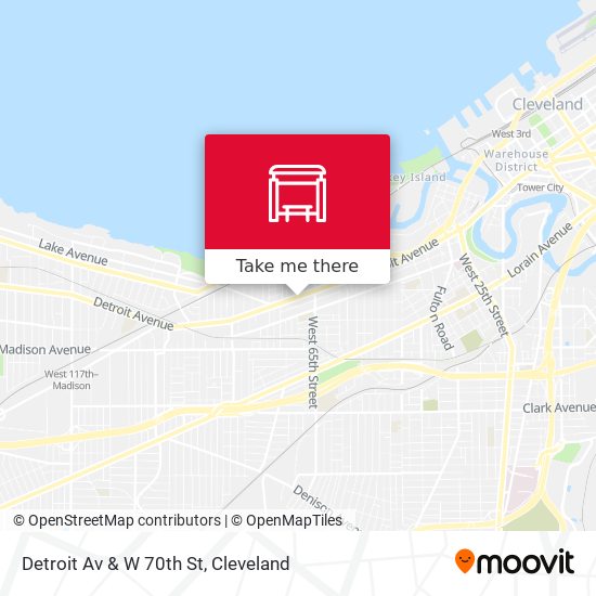 Detroit Av & W 70th St map