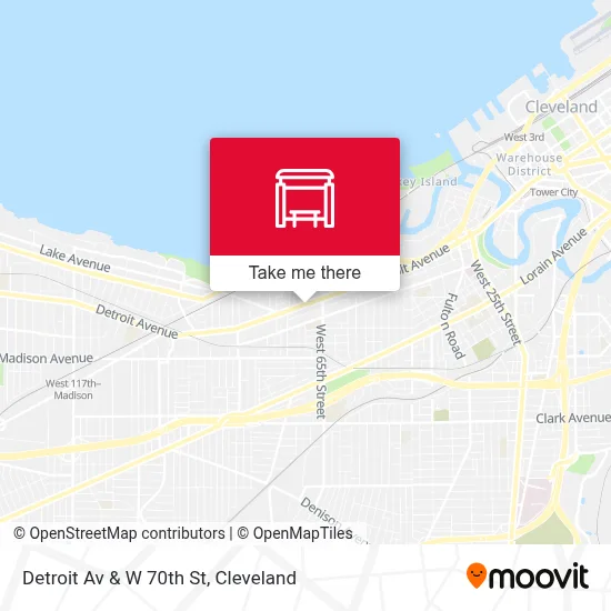Detroit Av & W 70th St map
