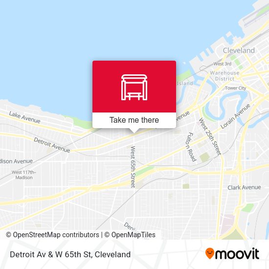 Detroit Av & W 65th St map