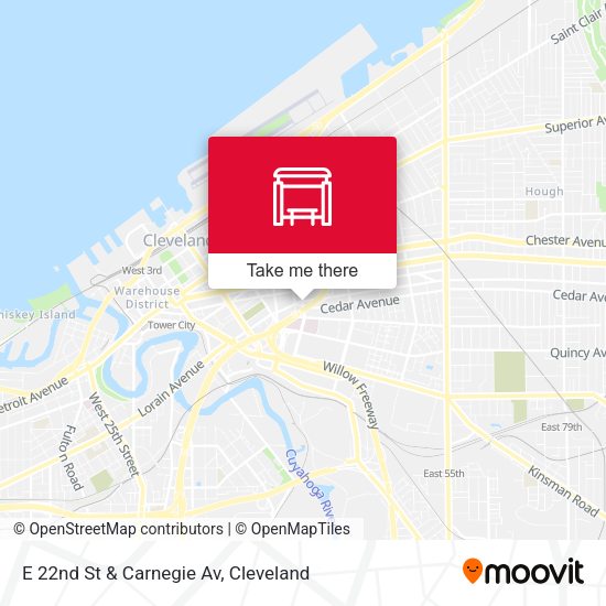 E 22nd St & Carnegie Av map
