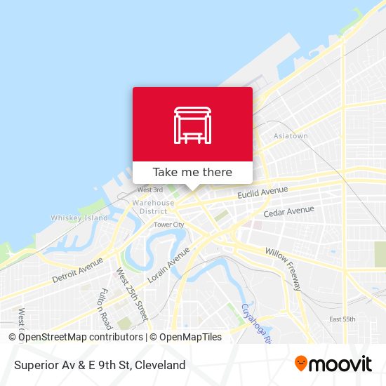 Superior Av & E 9th St map