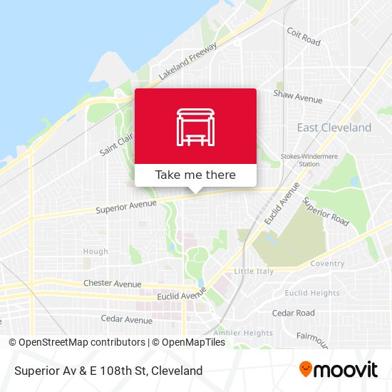 Superior Av & E 108th St map