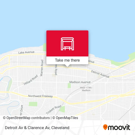 Detroit Av & Clarence Av map