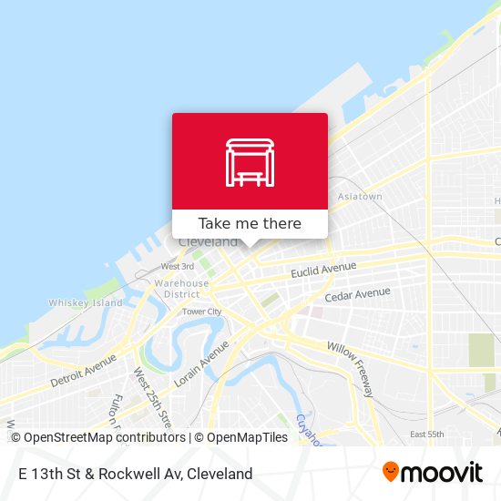 E 13th St & Rockwell Av map